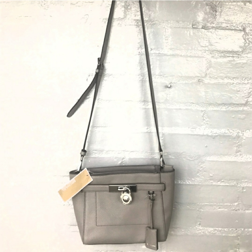 Michael Kors MK Gray Hamilton Traveler Messenger Crossbody Purse Handbag